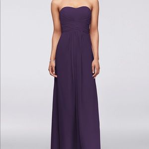 Purple long strapless chiffon dress size 12